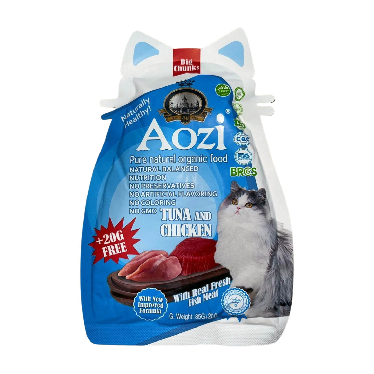 Aozi Cat Wet Food Pouch 85g Tuna & Chicken