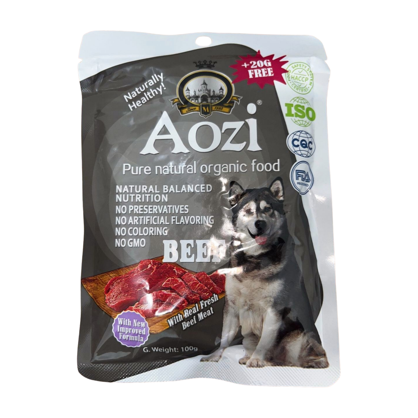 Aozi Dog Wet Food Pouch 100g Beef Flavor