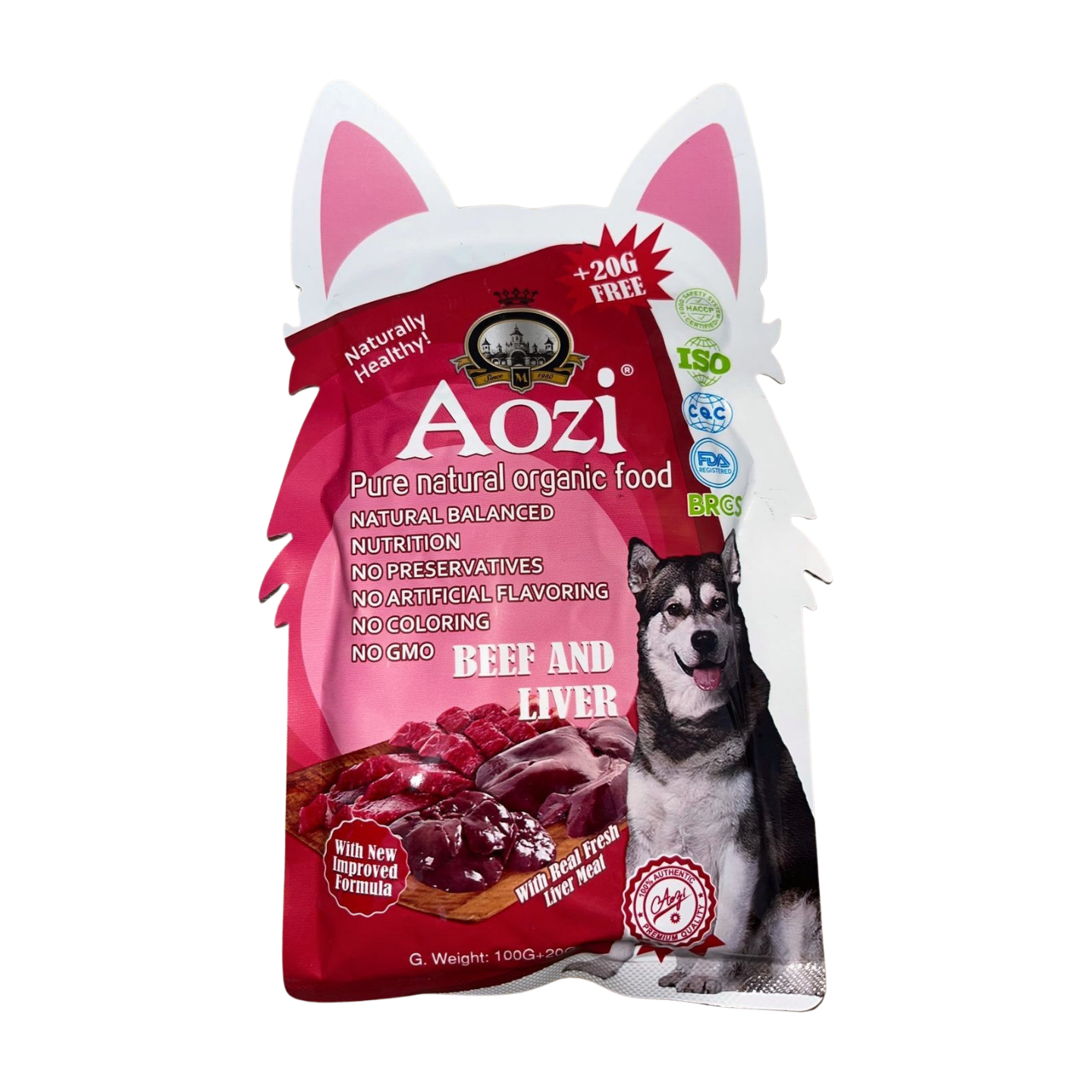 Aozi Dog Wet Food Pouch 100g Beef & Liver