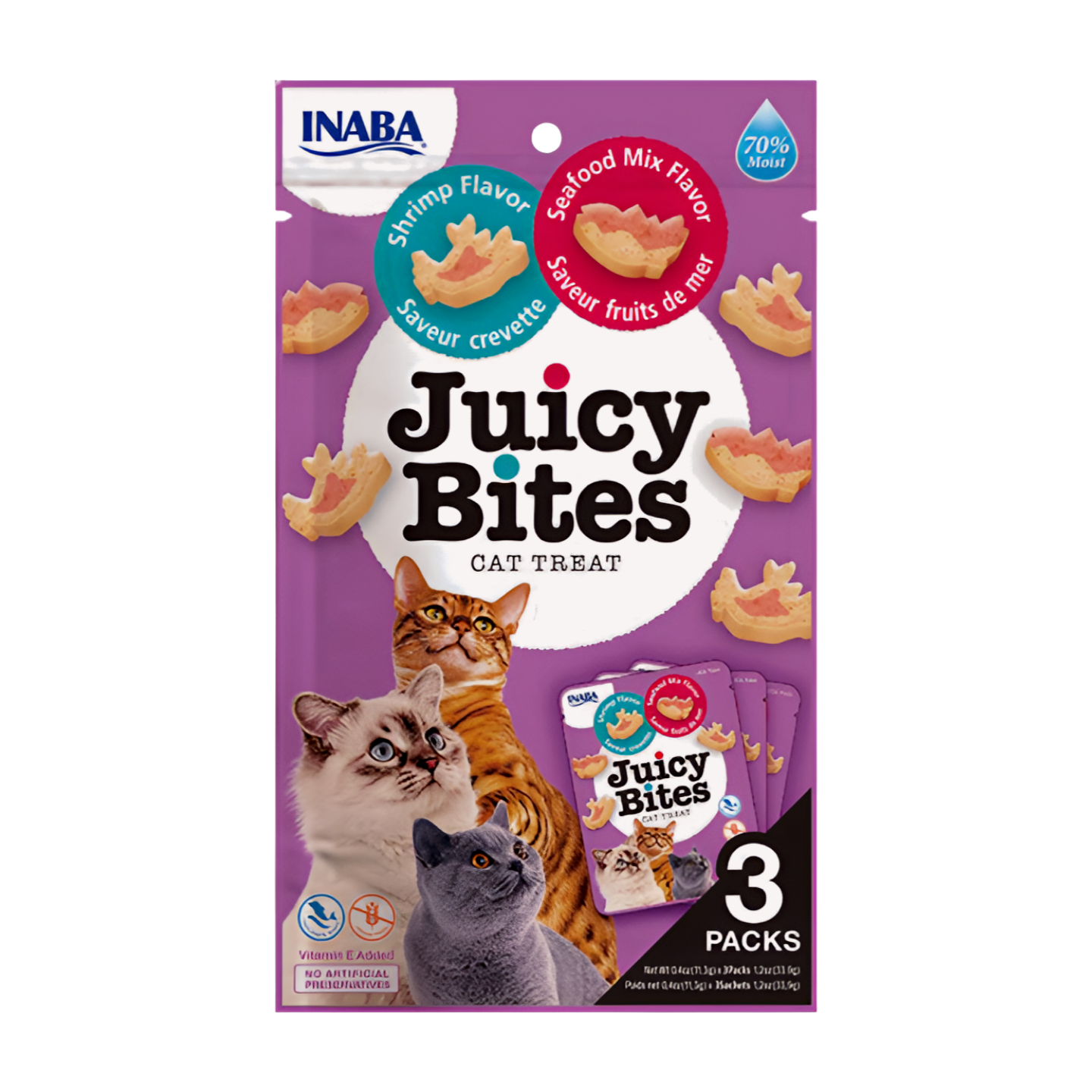INABA Juicy Bites Shirmp & Seafood Mix Flavor Cat Treats USA-704A