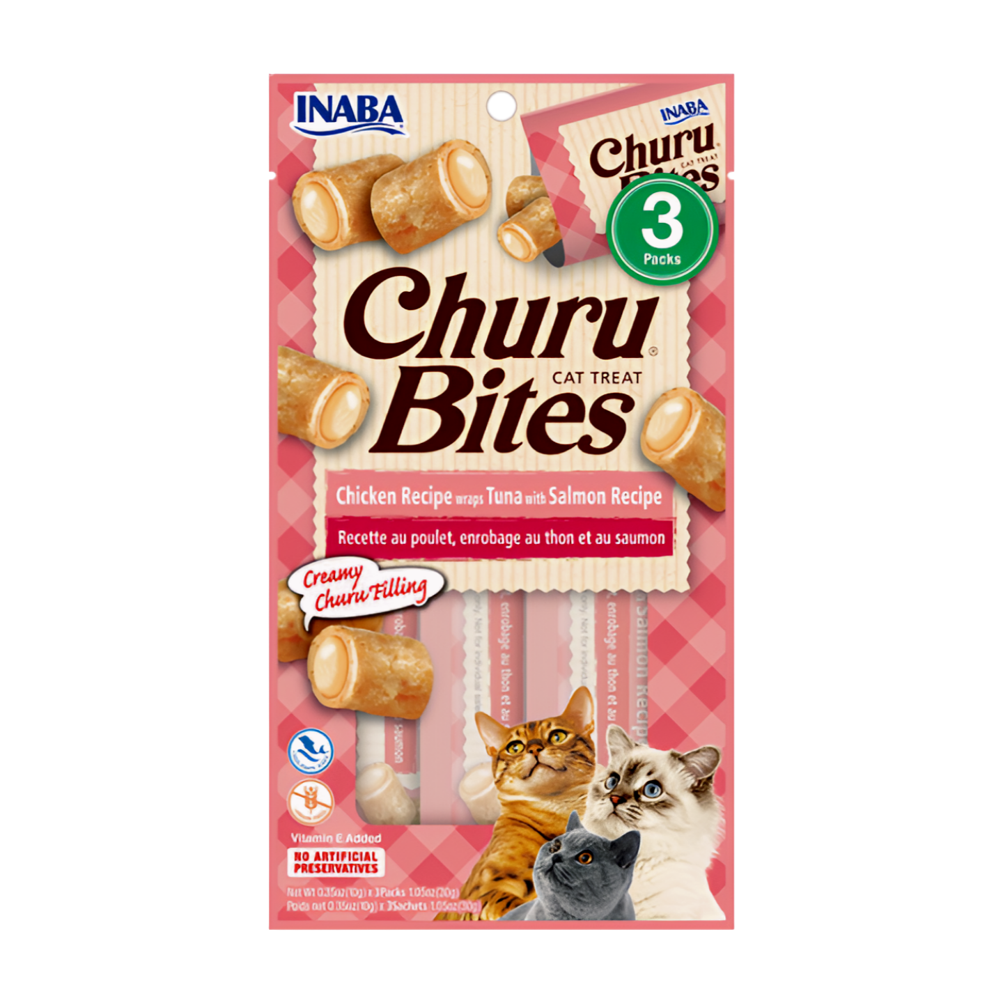 INABA Churu Bites Chicken Recipe Wraps Tuna with Salmon Recipe Cat Treats USA-723B