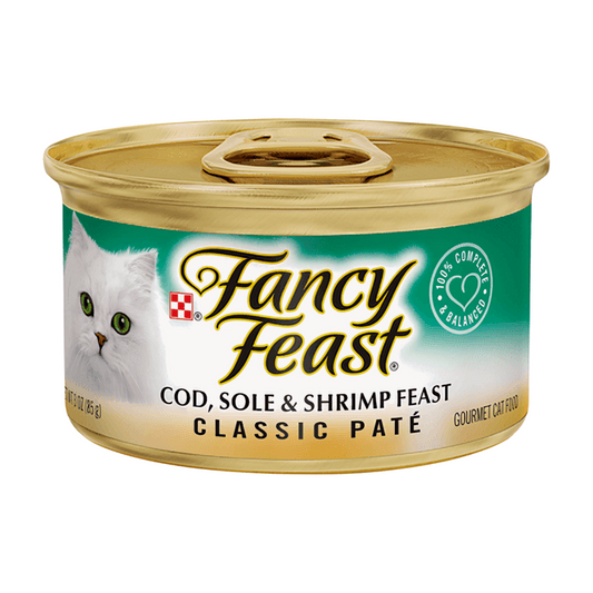 Fancy Feast Wet Cat Food Can COD, Sole & Shrimp 85g