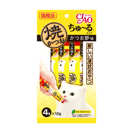 CIAO Grilled Tuna Churu Dried Bonito Flavor Cat Treats 4R-104