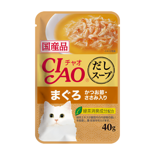 CIAO Soup Chicken Fillet & Maguro Toppings Dried Bonito Cat Treats IC-216