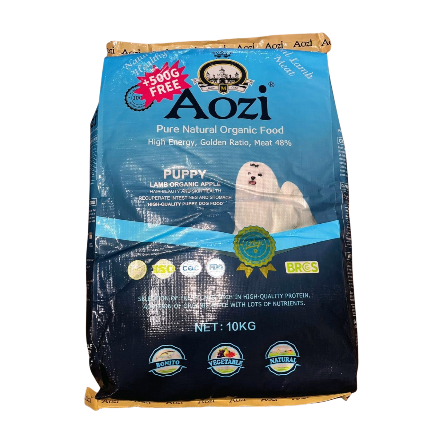 Aozi Dog Dry Food 10kg for Puppy Lamb & Apple