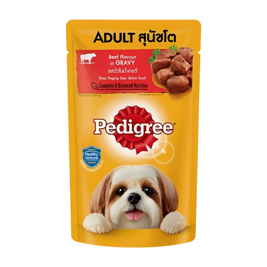 Pedigree Pouch Wet Dog Food Beef Chunks in Gravy 130g