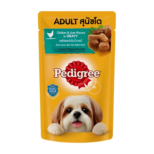 Pedigree Pouch Wet Dog Food Chicken & Liver Chunks 130g