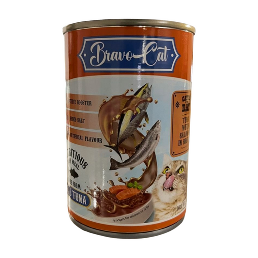 Bravo Cat Can Wet Food Tuna with Salmon in Broth 400g