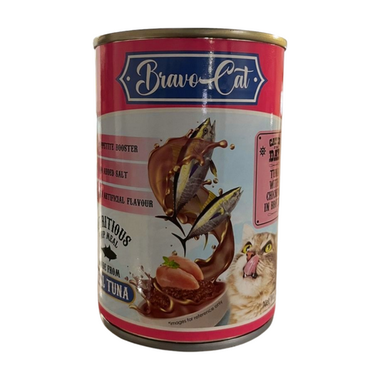 Bravo Cat Can Wet Food Tuna with Chicken in Broth 400g