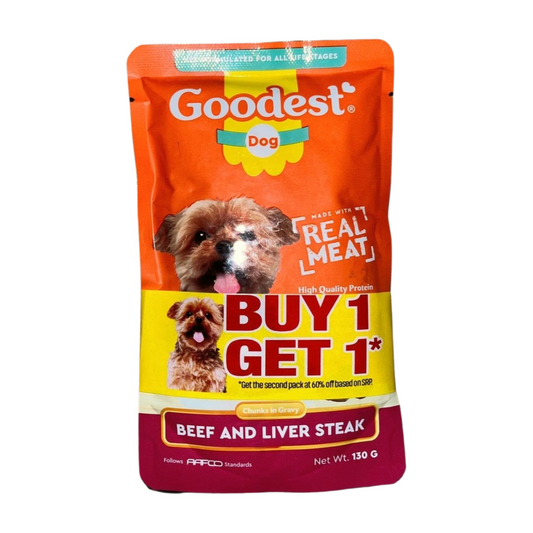 Goodest B1G1 Wet Dog Food Pouch Beef & Liver Steak 130g
