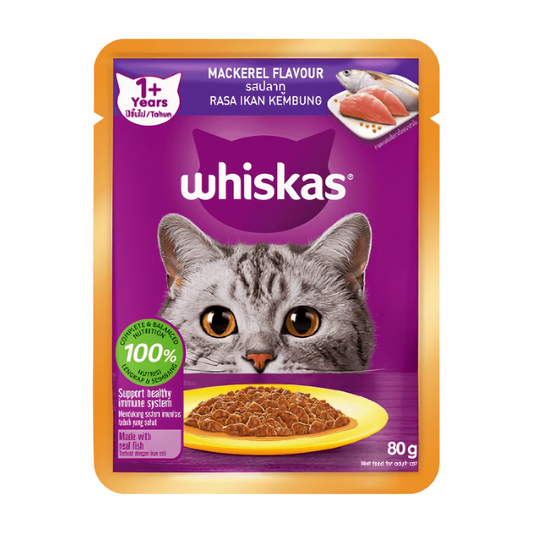 Whiskas Pouch Wet Cat Food Mackerel 80g