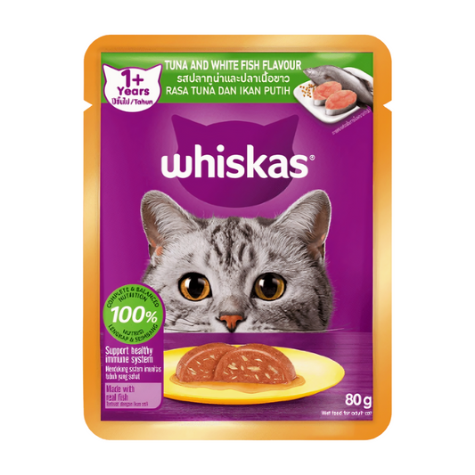 Whiskas Pouch Wet Cat Food Tuna Whitefish 80g
