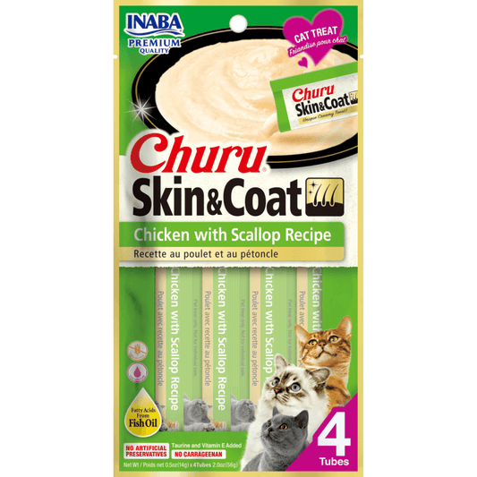 INABA Churu Chicken with Scallop & Fish Oil Recipe Cat Treats USA-674A