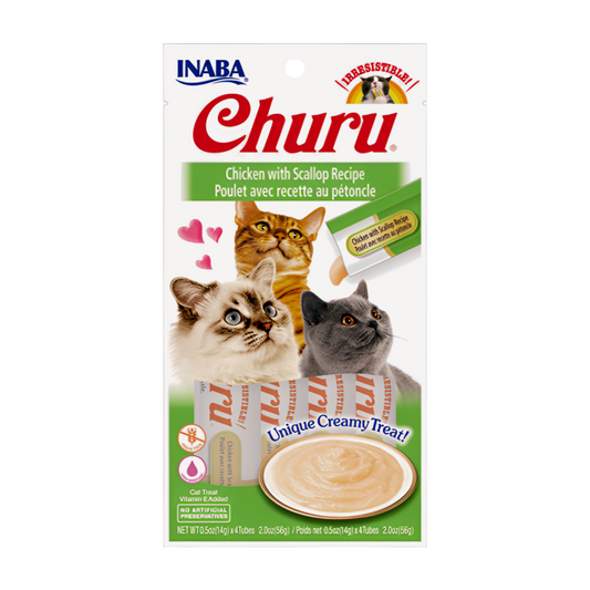 INABA Churu Chicken with Scallop Recipe Cat Treats USA-605A