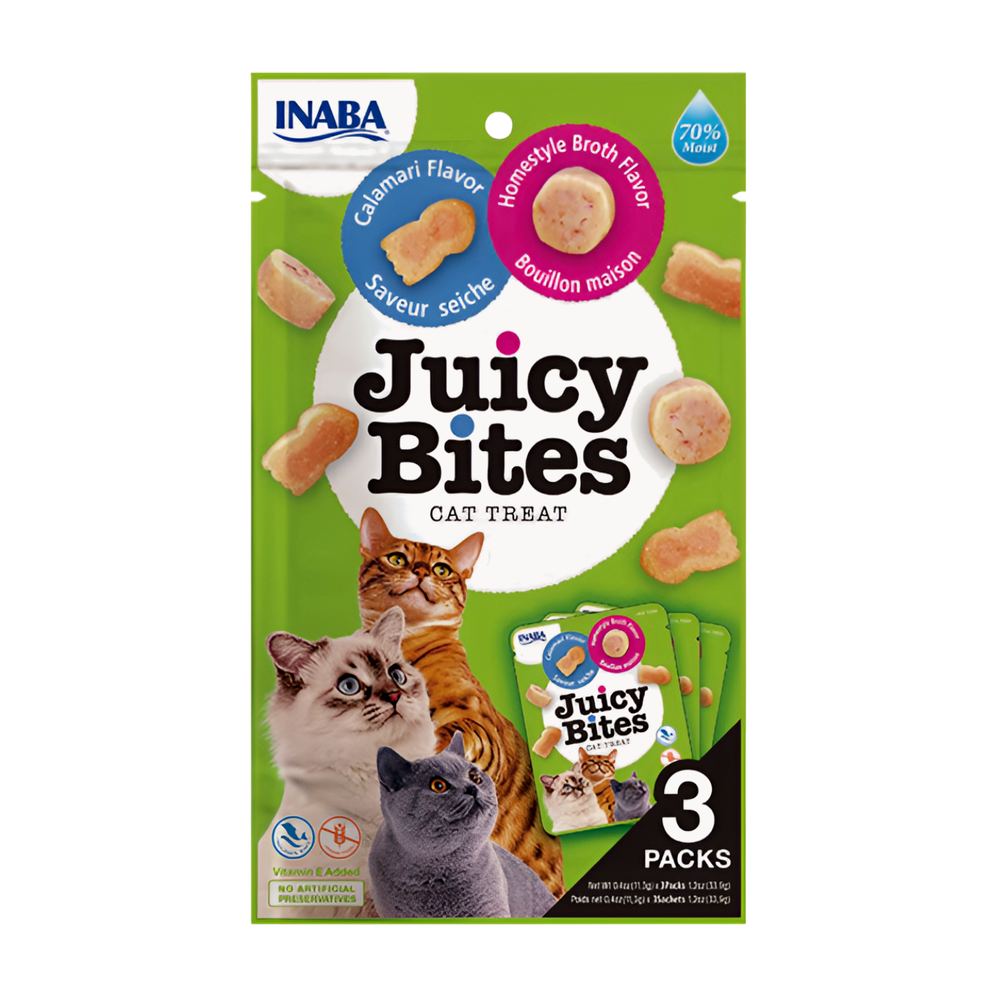 INABA Juicy Bites Homestyle Broth & Calamari flavor Cat Treats USA-705A