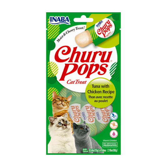 INABA Churu Pops Tuna with Chicken Recipe Cat Treats USA-713A