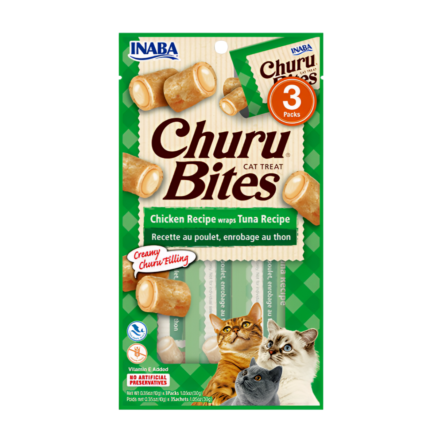 INABA Churu Bites Chicken Recipe Wraps Tuna Recipe Cat Treats USA-721B