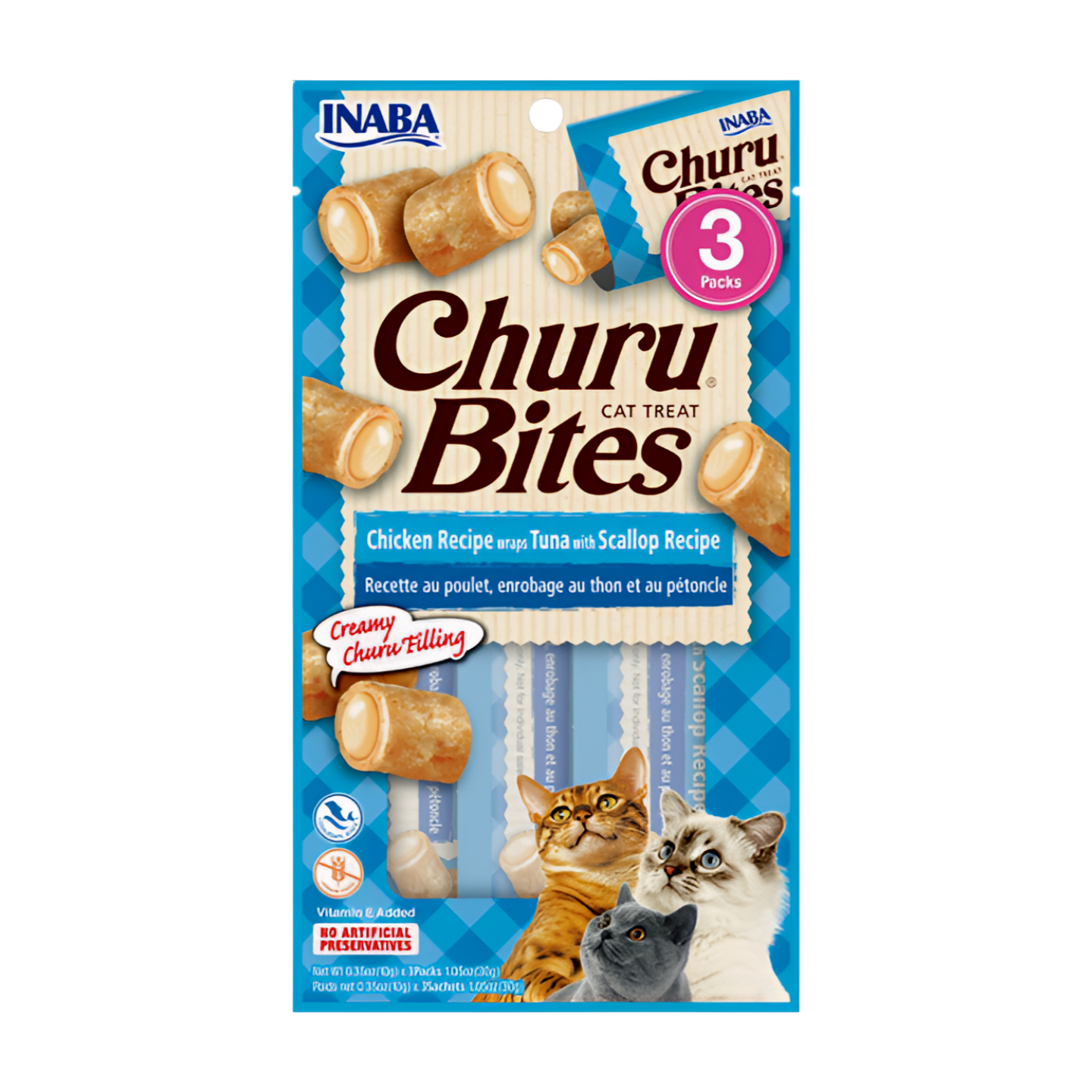 INABA Churu Bites Chicken Recipe Wraps Tuna with Scallop Recipe Cat Treats USA-722B