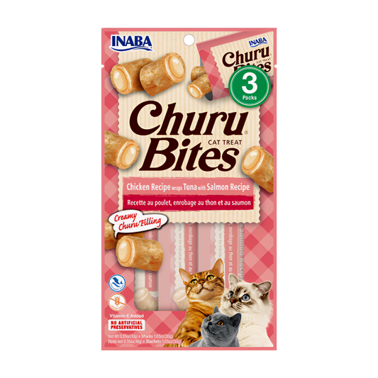 INABA Churu Bites Chicken Recipe Wraps Tuna with Salmon Recipe Cat Treats USA-723B