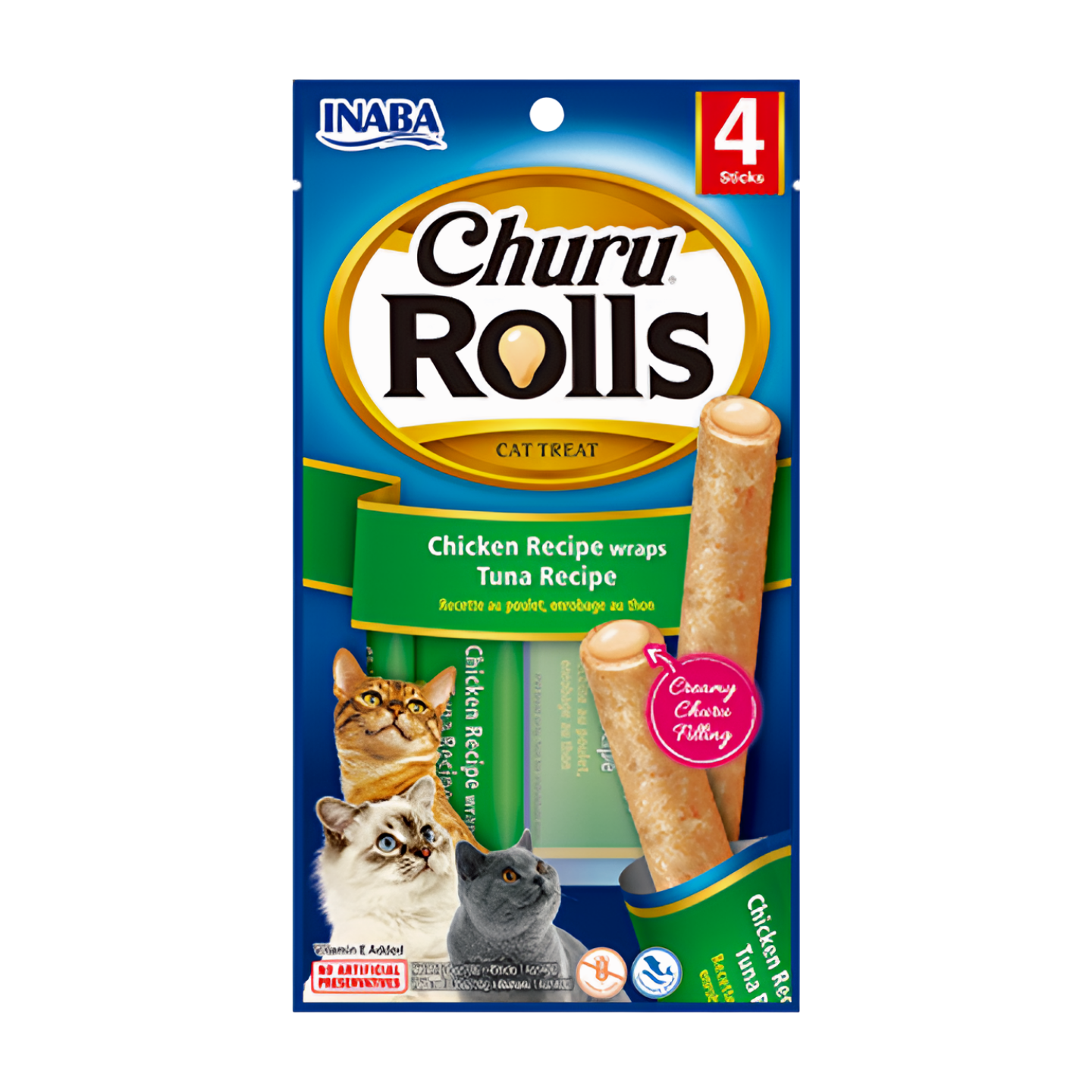 INABA Churu Rolls Chicken Recipe Wraps Tuna Recipe Cat Treats USA-731A