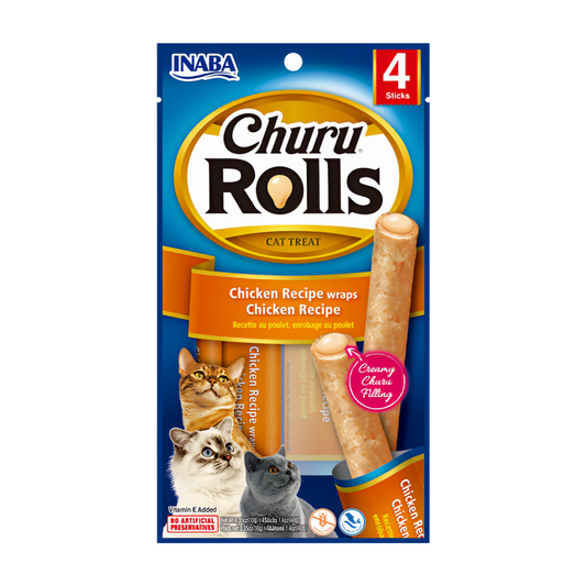 INABA Churu Rolls Chicken Recipe Wraps Chicken Recipe Cat Treats USA-733A